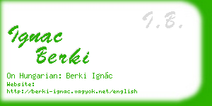 ignac berki business card